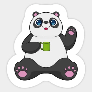 Panda with Coffee mug Sticker